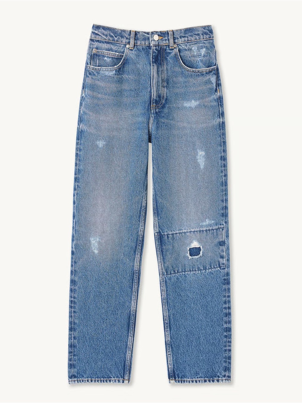 Sandro High-Rise Straight Leg Women’s Distressed Jeans